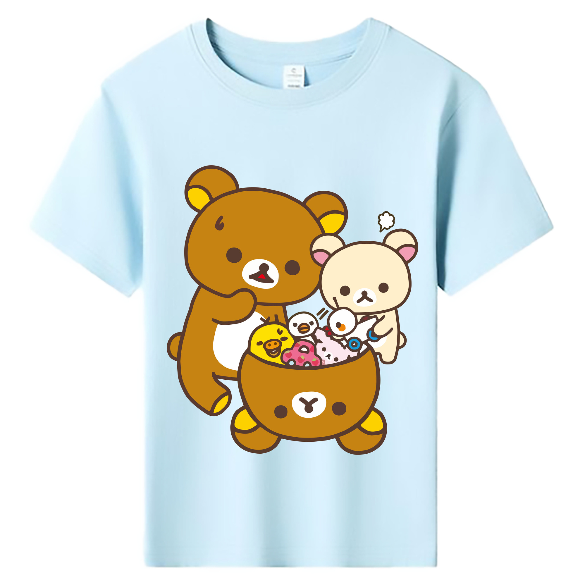 （画像用） リラックマ リラックマ キイロイトリ Rilakkuma Korilakkuma Kiiroitori 綿100％キッズTシャツ（フロントプリント）